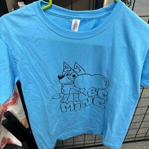 Gildan Light Blue Kids Tee with Cartoon Graphic